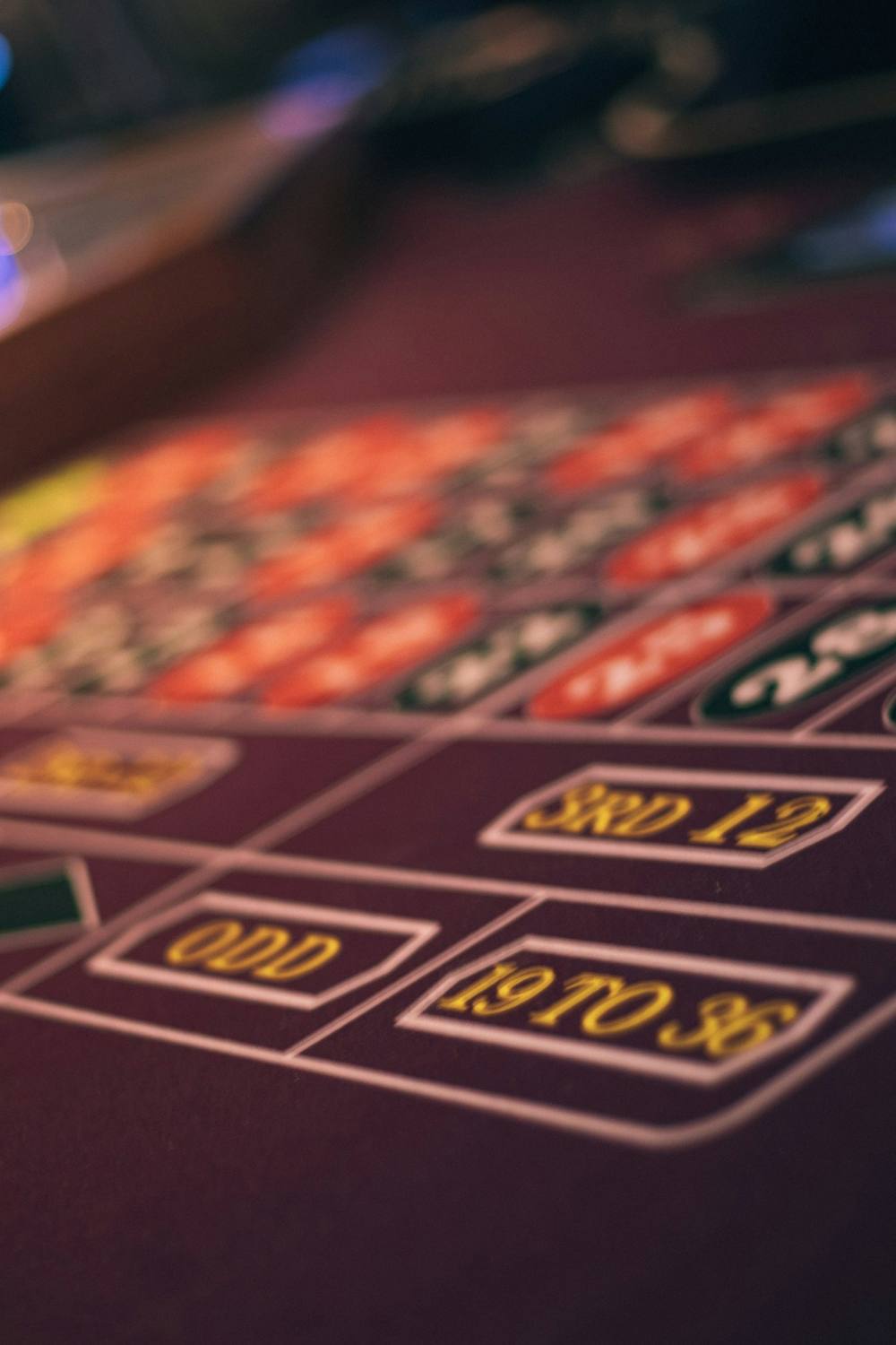 Close-up of a roulette layout